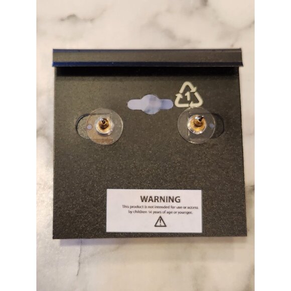 Gold-Tone & Brown Napier Faux Leather Hoop Earrings - Picture 3 of 5